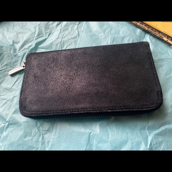 TORY BURCH BLK SHEEN GORG SUEDE MONOCHROME Wallet - Picture 8 of 14